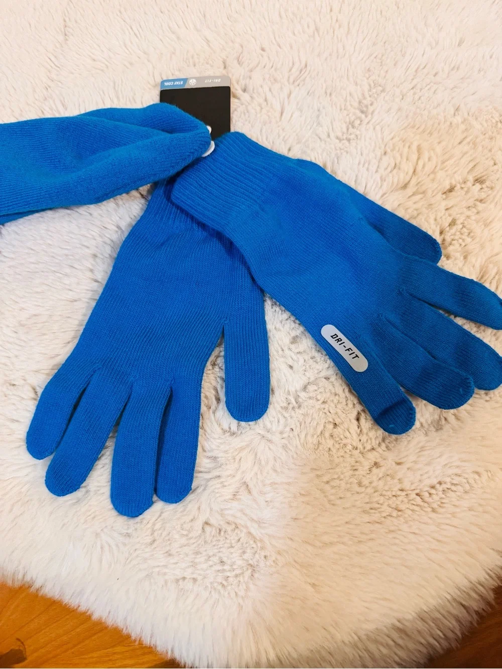 Nike Royal Blue Dri-FIT Knit Gloves and Beanie Set